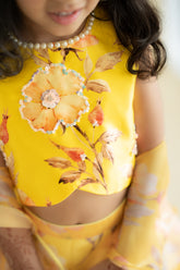 Yellow printed lehenga set